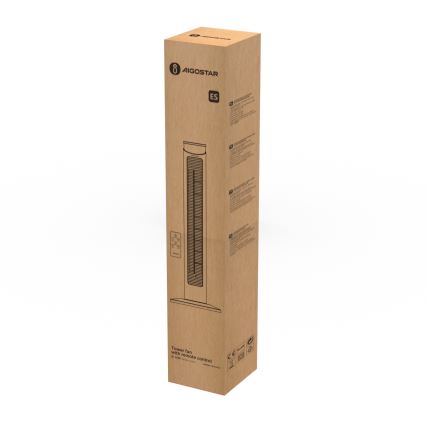 Aigostar - stubasti ventilator 45W/230V crni + daljinski upravljač