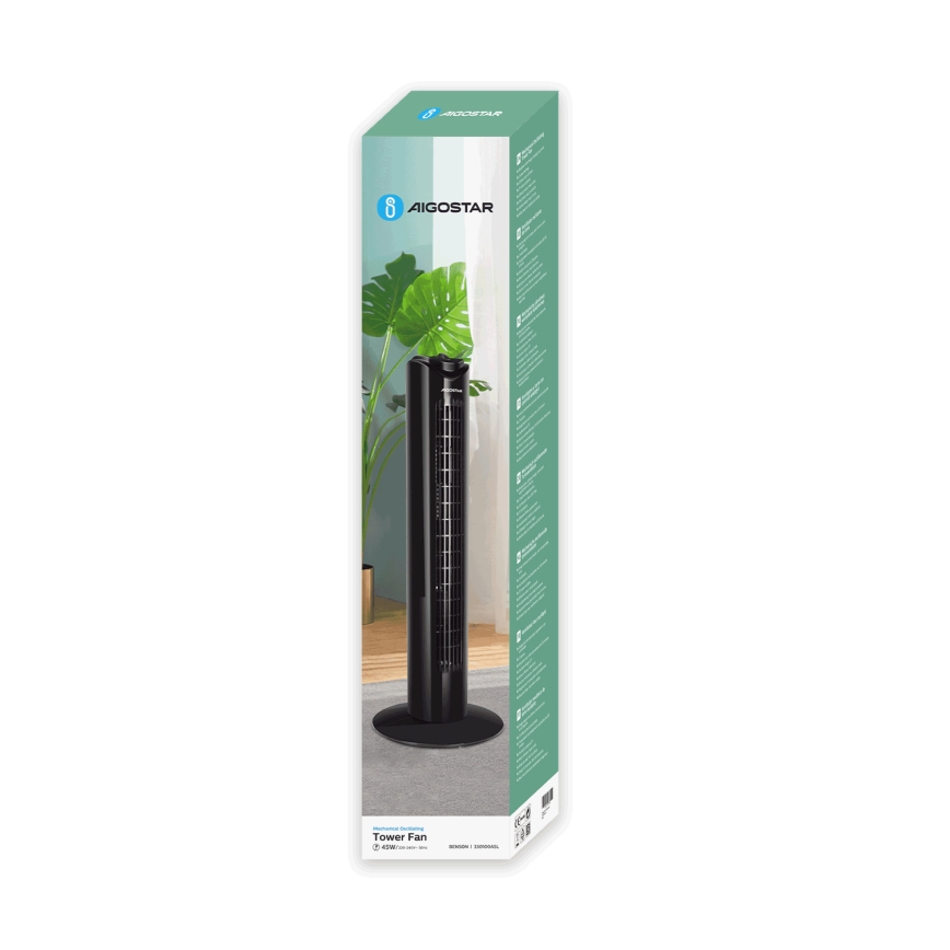 Aigostar - Stubni ventilator 45W/230V crno