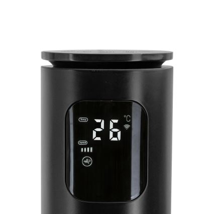 Aigostar - Stubni ventilator 50W/230V crno Wi-Fi + Daljinski upravljač