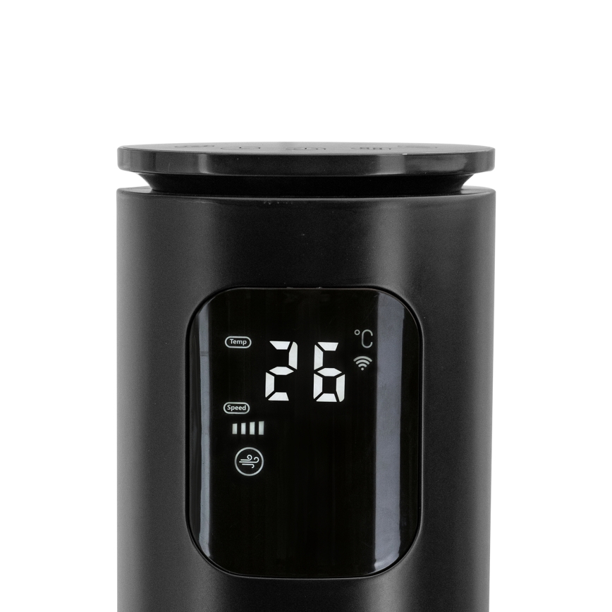 Aigostar - Stubni ventilator 50W/230V crno Wi-Fi + Daljinski upravljač