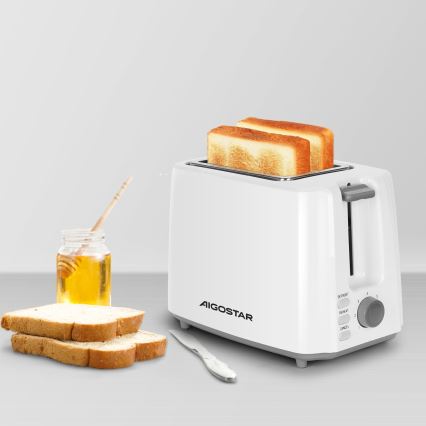 Aigostar - Toster sa dva otvora 750W/230V bela