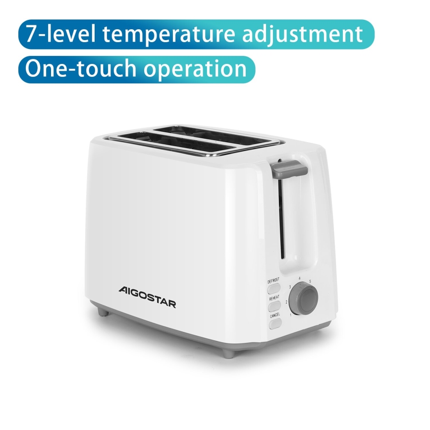 Aigostar - Toster sa dva otvora 750W/230V bela