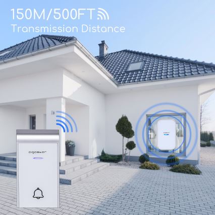 Aigostar - Utično bežično zvono 230V IP44 bela