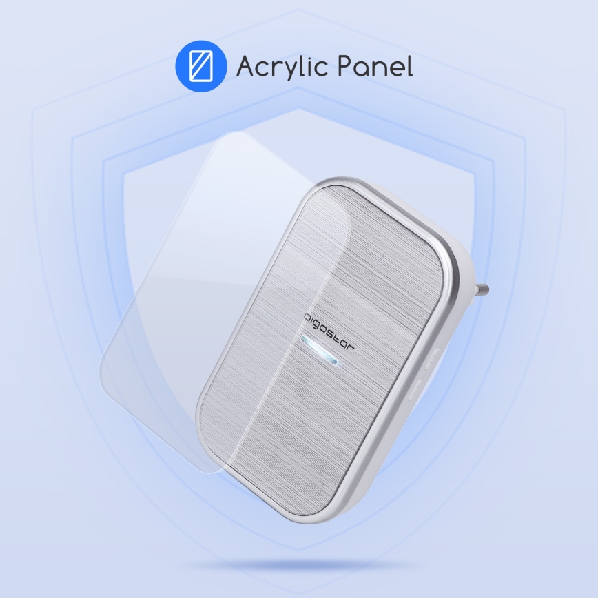 Aigostar - Utično bežično zvono 230V/12V IP44 srebrni