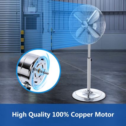 Aigostar - Stojeći ventilator 50W/230V, prečnika 44,8 cm, sjajni hrom