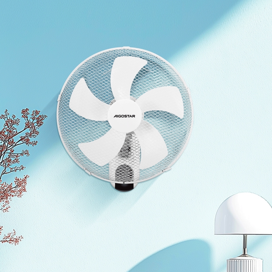 Aigostar -  Zidni ventilator 45W/230V bela + Daljinski upravljač