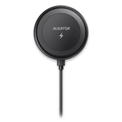 Aligator AMS05BK - Magnetni držač telefona za auto sa bežičnim Qi punjenjem 15W i MagSafe, crna