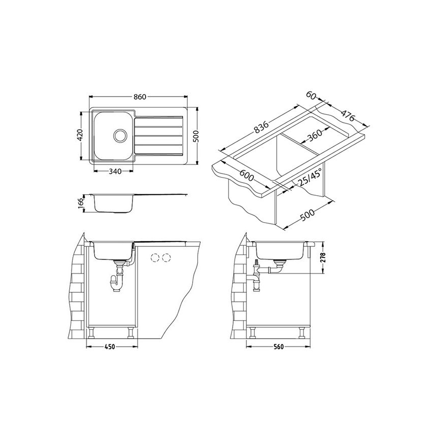 ALVEUS 1065560 - Kuhinjska sudopera LINE 86x50 cm nerđajući čelik