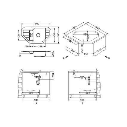 ALVEUS 1090940 - Kuhinjska sudopera NIAGARA 90x50 cm crno