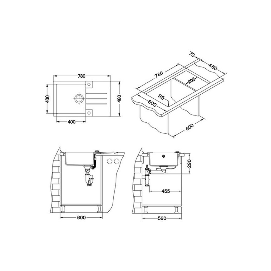 ALVEUS 1090942 - Kuhinjska sudopera ROCK 78x48 cm crno