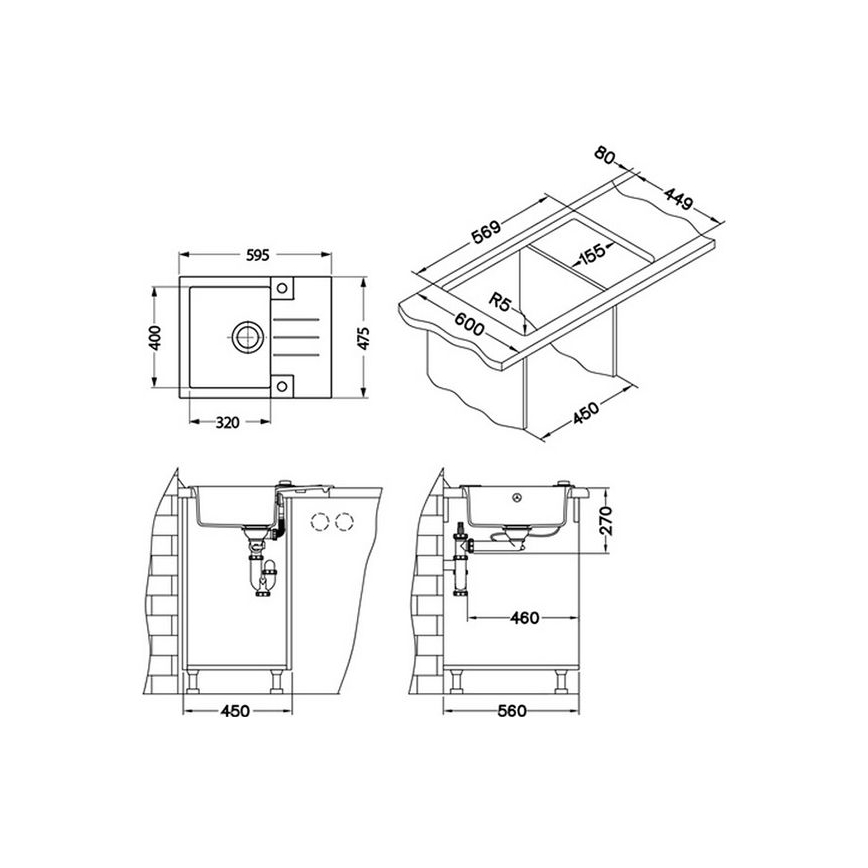 ALVEUS 1090950 - Kuhinjska sudopera ROCK 59,5x47,5 cm bež