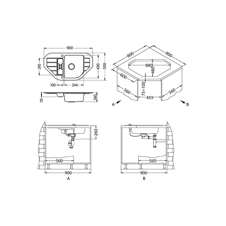 ALVEUS 1100889 - Kuhinjska sudopera NIAGARA 90x50 cm bela