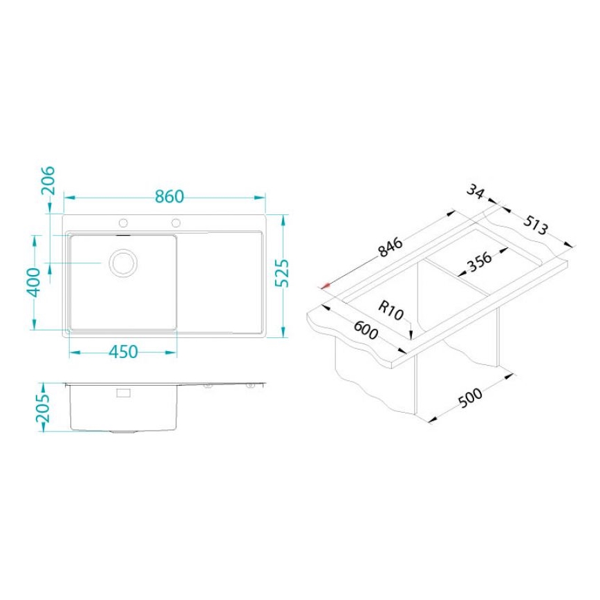ALVEUS 1103652 - Kuhinjska sudopera PURE 86x52,5 cm nerđajući čelik
