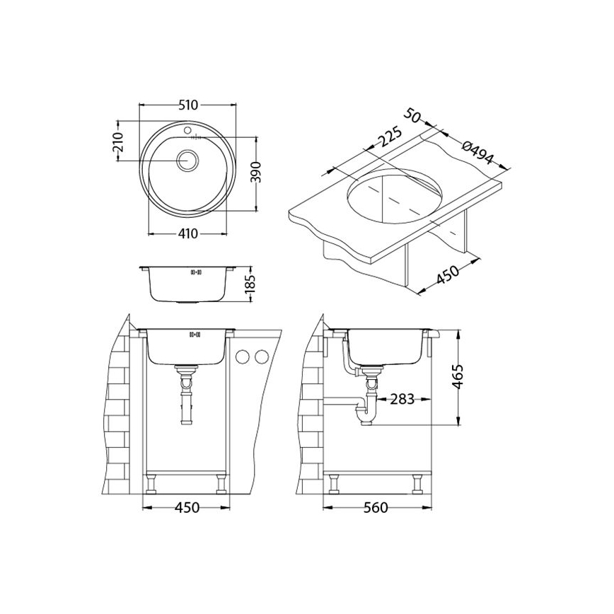 ALVEUS 1116756 - Kuhinjska sudopera FORM pr. 51 cm nerđajući čelik
