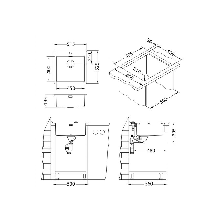 ALVEUS 1122708 - Kuhinjska sudopera PURE 52,5x51,5 cm nerđajući čelik/bakreno