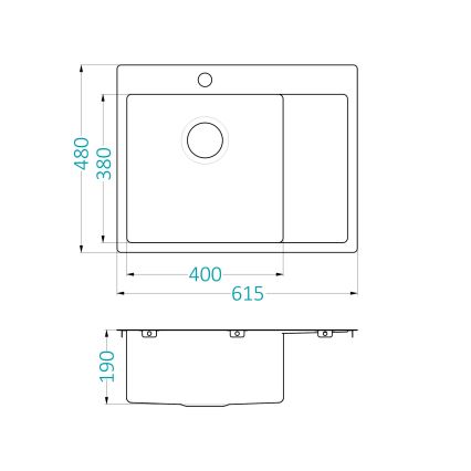 ALVEUS 1124383 - Kuhinjska sudopera QUARTO 61,5x48 cm nerđajući čelik