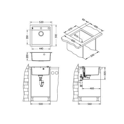 ALVEUS 1128395 - Kuhinjska sudopera FORMIC 52x51 cm bela