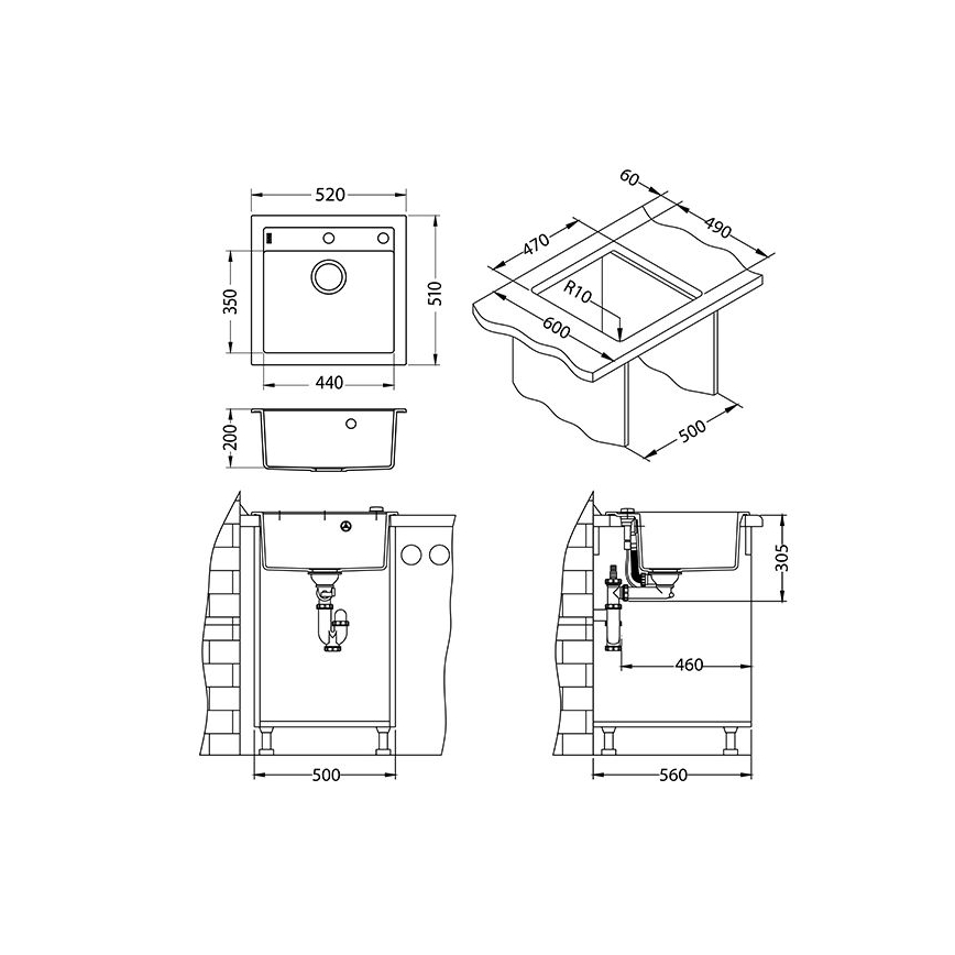 ALVEUS 1128395 - Kuhinjska sudopera FORMIC 52x51 cm bela