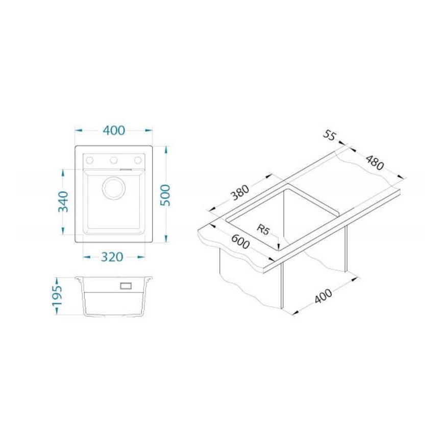 ALVEUS 1139079 - Kuhinjska sudopera ATROX 50x40 cm bela