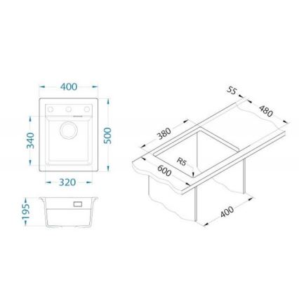 ALVEUS 1139771 - Kuhinjska sudopera ATROX 50x40 cm crno