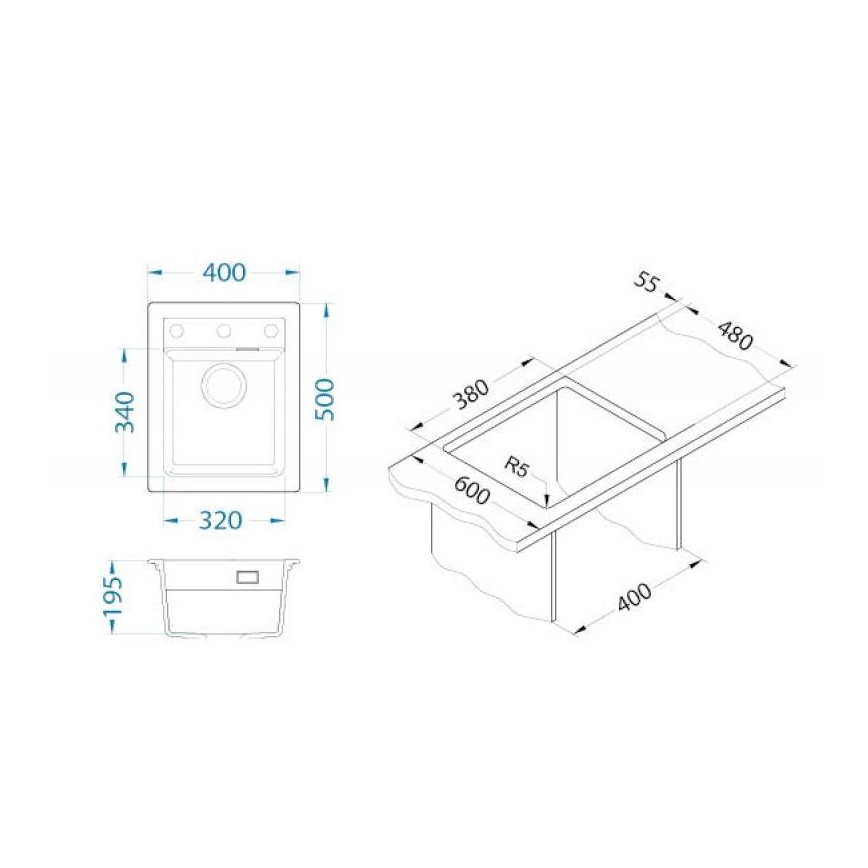 ALVEUS 1139771 - Kuhinjska sudopera ATROX 50x40 cm crno
