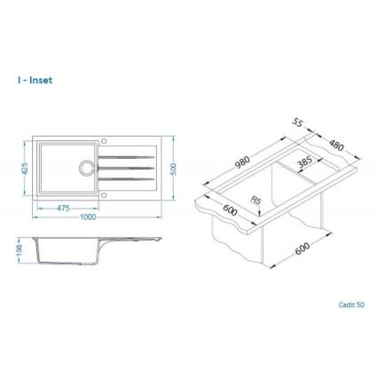 ALVEUS 1140594 - Kuhinjska sudopera CADIT 100x50 cm bela