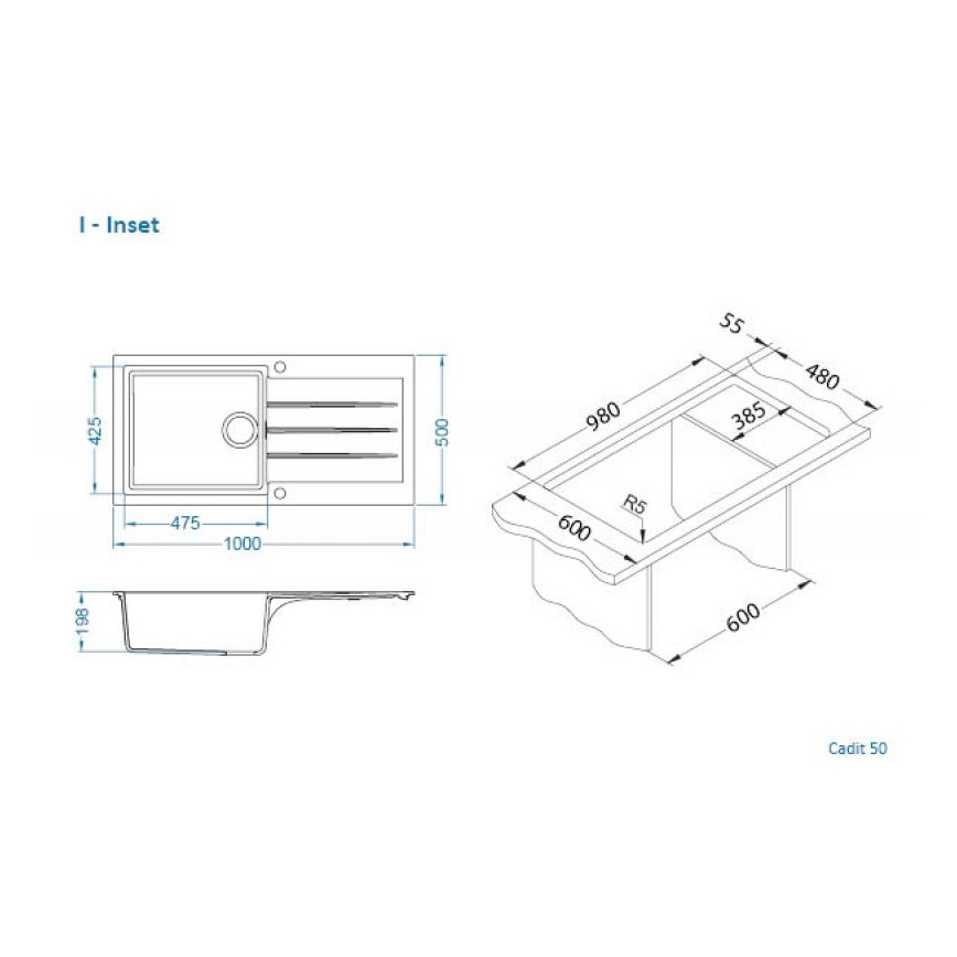 ALVEUS 1140594 - Kuhinjska sudopera CADIT 100x50 cm bela