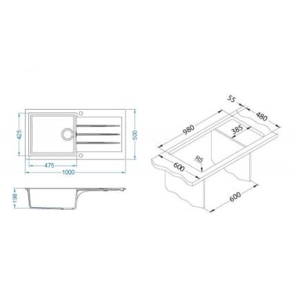 ALVEUS 1140597 - Kuhinjska sudopera CADIT 100x50 cm bež