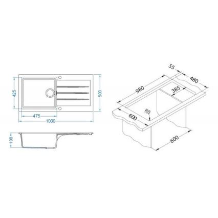 ALVEUS 1140598 - Kuhinjska sudopera CADIT 100x50 cm crno