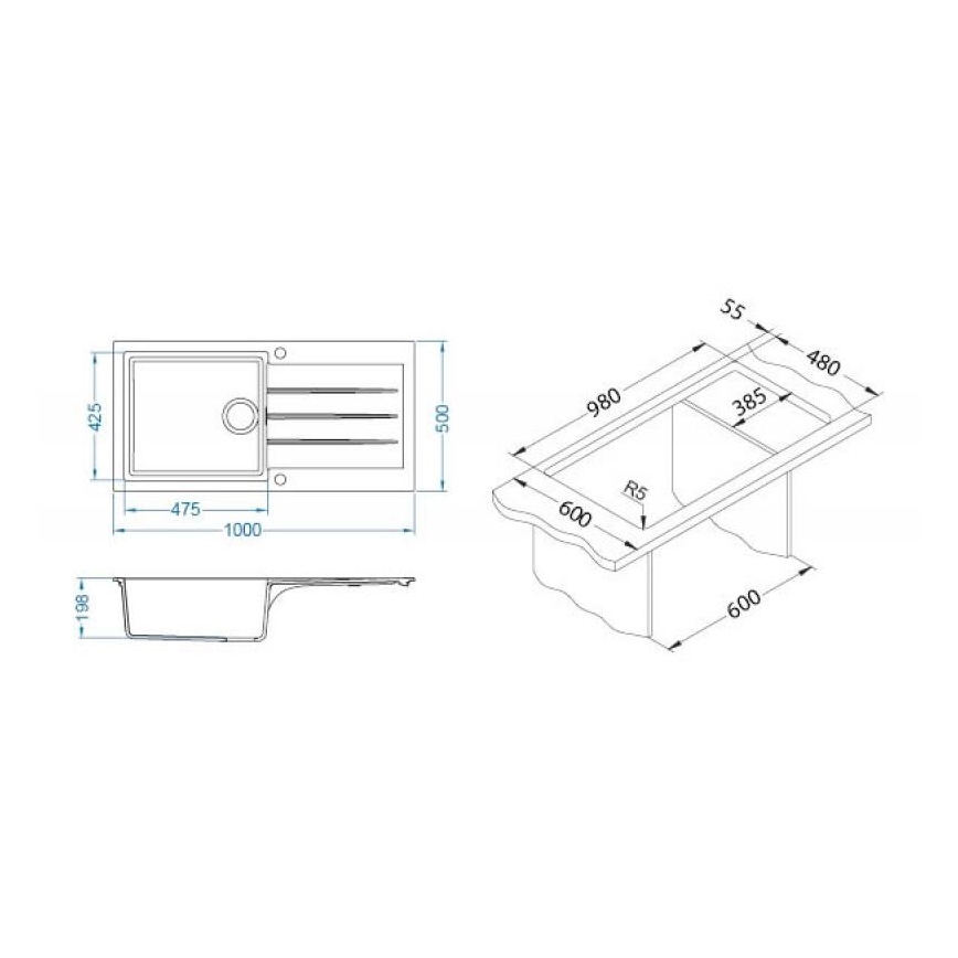 ALVEUS 1140598 - Kuhinjska sudopera CADIT 100x50 cm crno