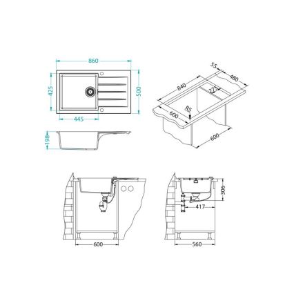 ALVEUS 1148160 - Kuhinjska sudopera CADIT 86x50 cm crno