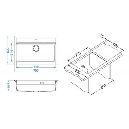 ALVEUS 1148163 - Kuhinjska sudopera ATROX 79x50 cm crno
