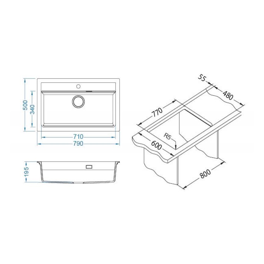 ALVEUS 1148163 - Kuhinjska sudopera ATROX 79x50 cm crno