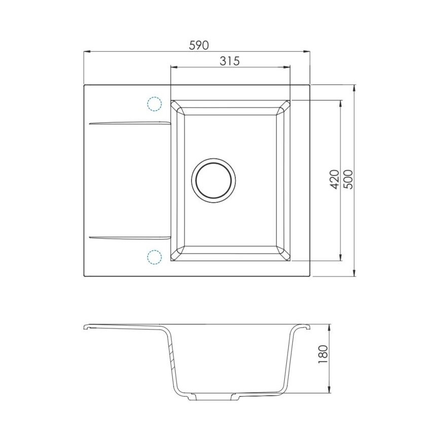 ALVEUS 1149116 - Kuhinjska sudopera GEM 59x50 cm crno
