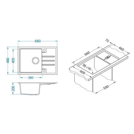 ALVEUS 1149126 - Kuhinjska sudopera INTERMEZZO 68x48 cm matirana crno