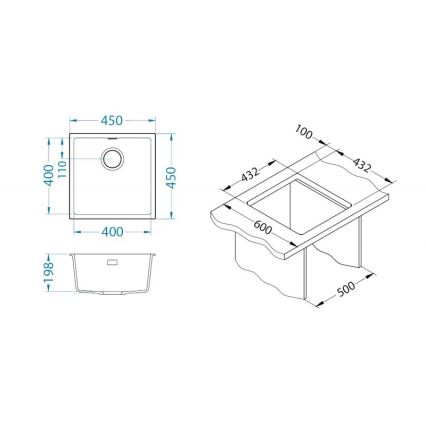 ALVEUS 1150048 - Kuhinjska sudopera OMNI 45x45 cm matirana crno