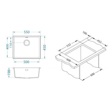 ALVEUS 1150054 - Kuhinjska sudopera OMNI 55x45 cm bež