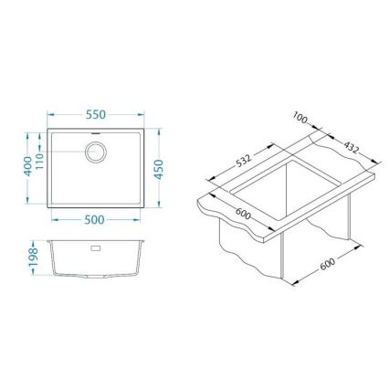 ALVEUS 1150057 - Kuhinjska sudopera OMNI 55x45 cm matirana crno