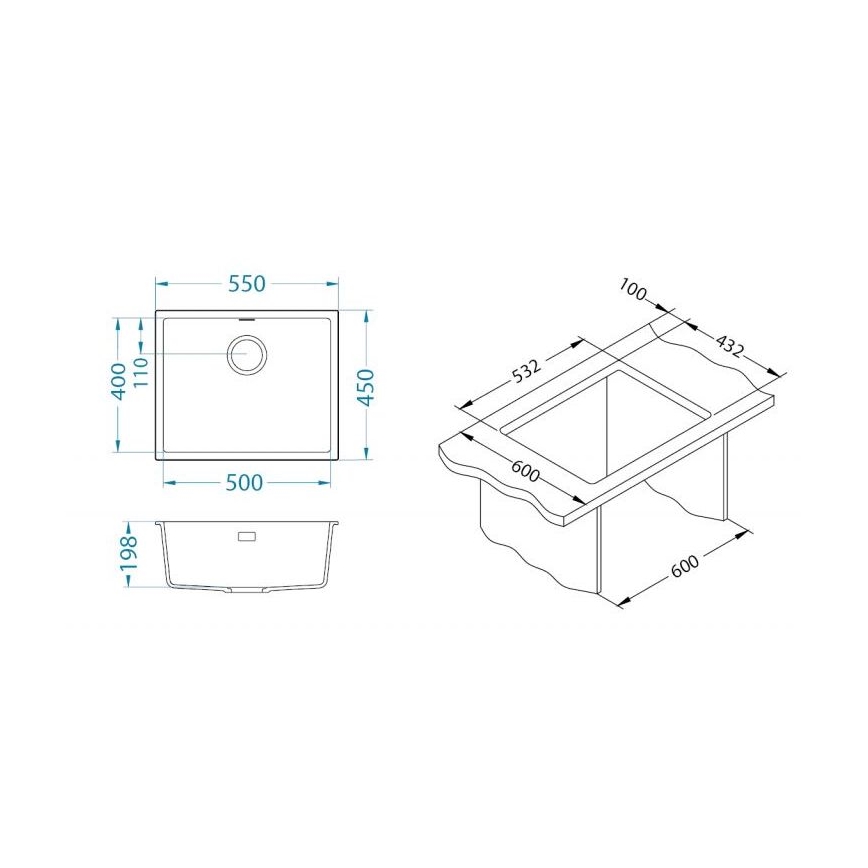 ALVEUS 1150057 - Kuhinjska sudopera OMNI 55x45 cm matirana crno