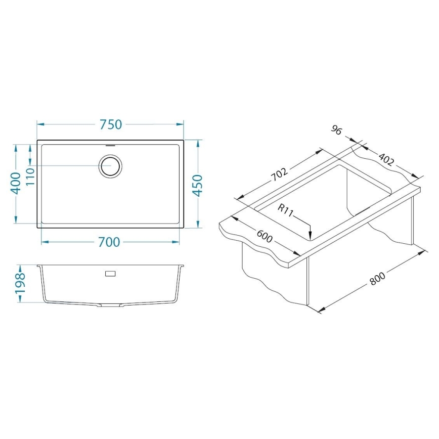 ALVEUS 1150058 - Kuhinjska sudopera OMNI 75x45 cm bela