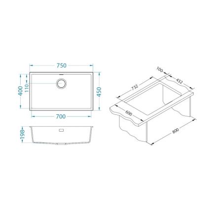 ALVEUS 1150064 - Kuhinjska sudopera OMNI 75x45 cm matirana crno