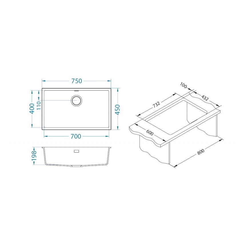 ALVEUS 1150064 - Kuhinjska sudopera OMNI 75x45 cm matirana crno