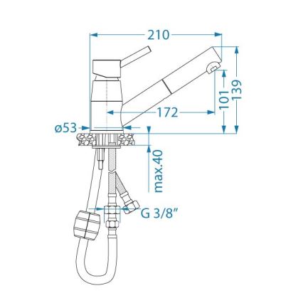 ALVEUS 1150888 - Kuhinjska slavina sa raspršivačem na izvlačenje NANO 13,9 cm nerđajući čelik