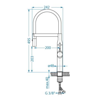 ALVEUS 1150893 - Slavina za sudoperu sa fleksibilnim izljevom i prskalicom MIRAGE 49,5 cm crna