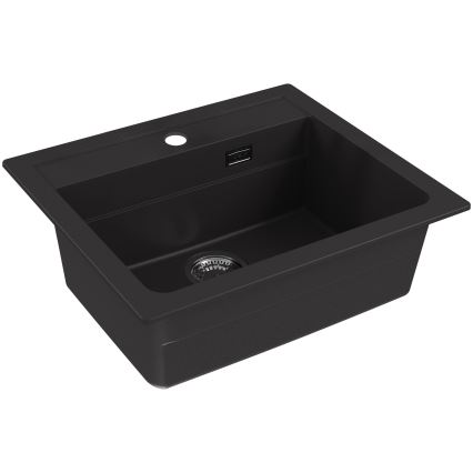 ALVEUS SETA23228 - Kuhinjski sudoper ATROX 59x50 cm + kuhinjska slavina sa fleksibilnim izlivom MINTAS 34 cm granit/mat crna