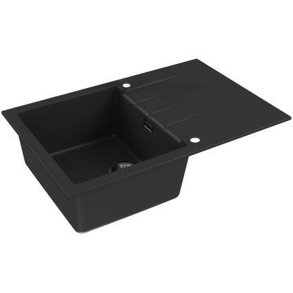 ALVEUS SETA23231 - Kuhinjski sudoper CADIT 79x50 cm + kuhinjska slavina sa fleksibilnim izlivom MINTAS 34 cm granit/mat crna