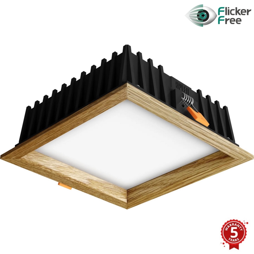 APLED - LED Ugradbena lampa SQUARE WOODLINE LED/12W/230V 3000K 17x17 cm hrast masivno drvo