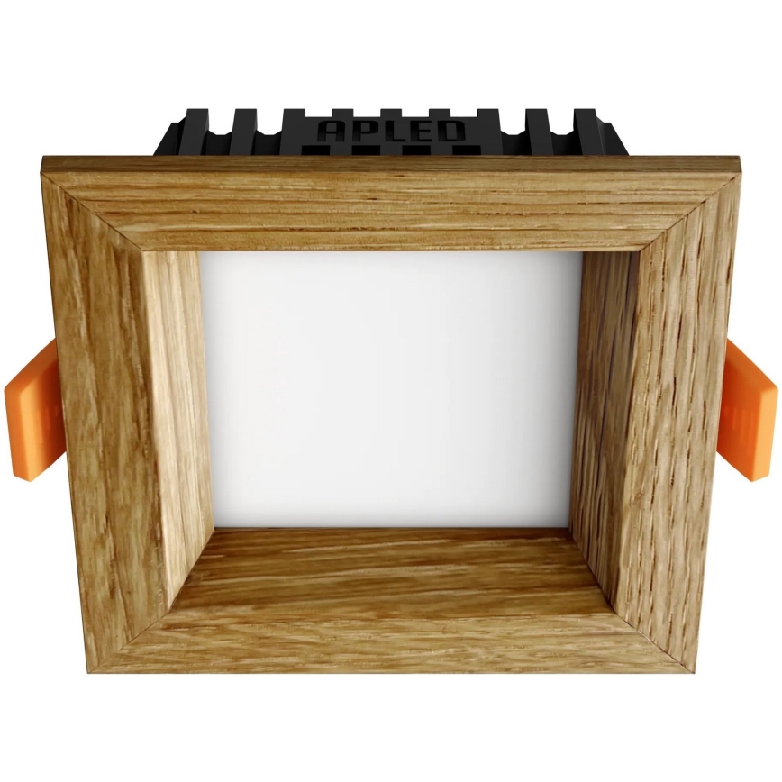 APLED - LED Ugradbena lampa SQUARE WOODLINE LED/3W/230V 4000K 9x9 cm hrast masivno drvo