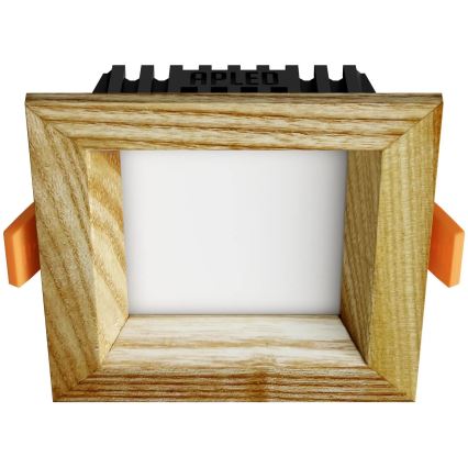 APLED - LED Ugradbena lampa SQUARE WOODLINE LED/3W/230V 4000K 9x9 cm jasen masivno drvo