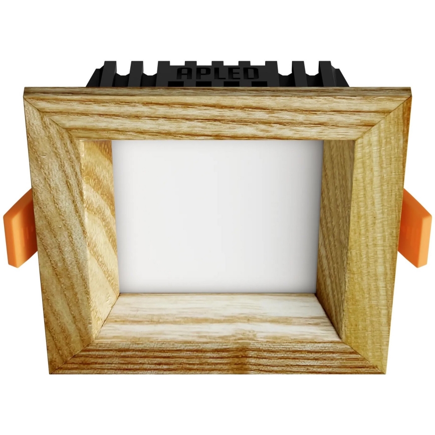 APLED - LED Ugradbena lampa SQUARE WOODLINE LED/3W/230V 4000K 9x9 cm jasen masivno drvo